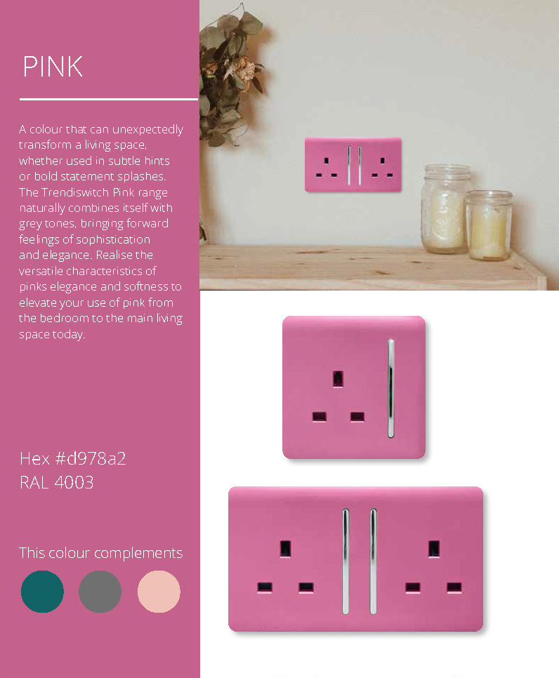 2 Gang Retractive Home Auto.Switch Pink ART-SSR2PK  Trendi Pink